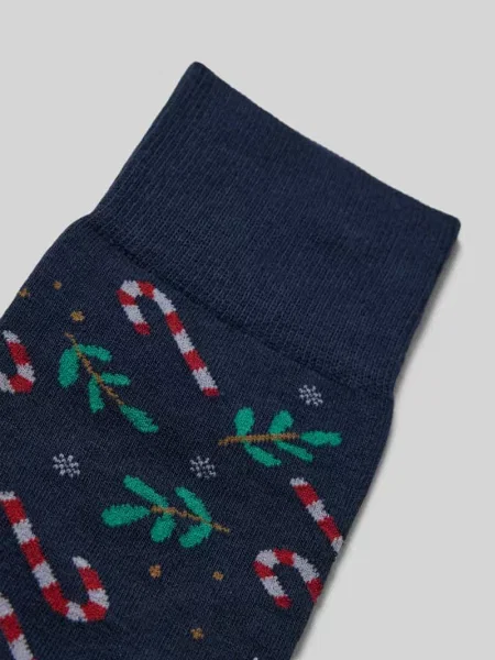Skarpety ze wzorem na całej powierzchni model ‘Gifts Blizzard’ Falke granatowe