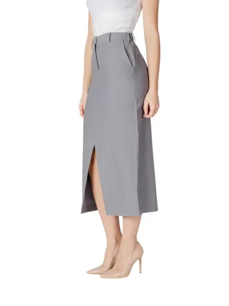 Fustă midi Ichi până la genunchi alb