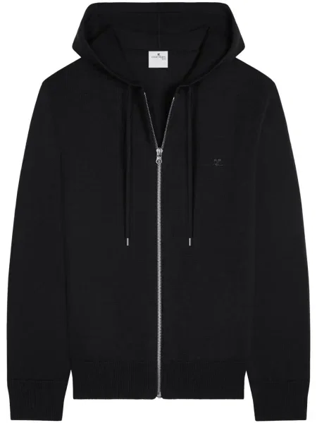 Bluza z kapturem Courreges wełniana czarna