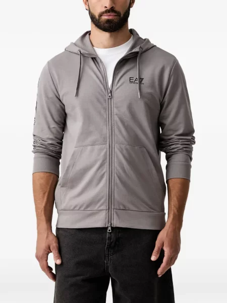 Hanorac cu glugă Ea7 Emporio Armani cu imagine gri