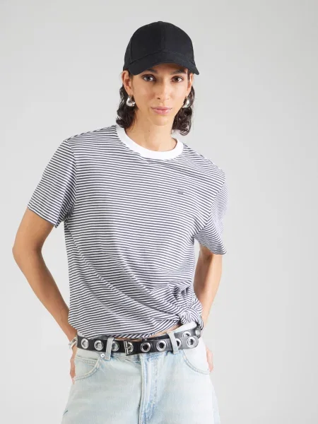 G-STAR Tricou gri grafit alb