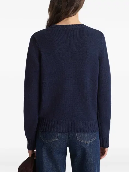 Pulover Sporty & Rich cu broderie cu decolteu rotund albastru