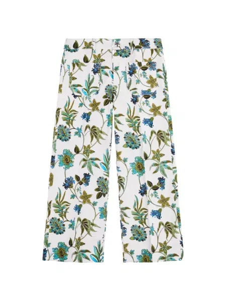 Pantaloni Fay cu model floral alb