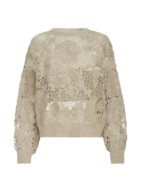 Pulover Brunello Cucinelli cu broderie de lână