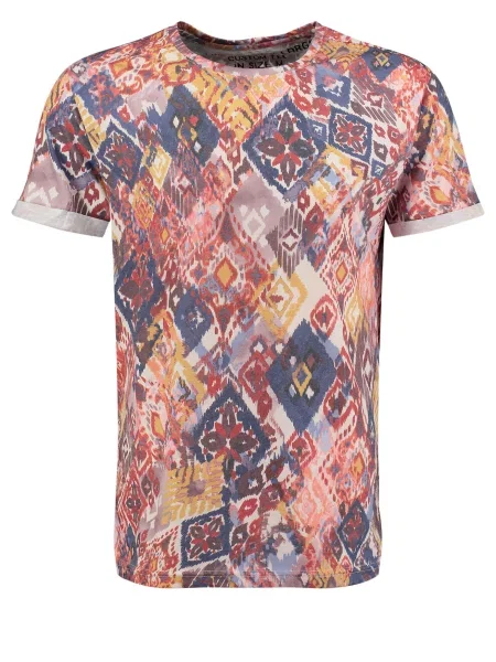 Key Largo Tricou Cancun albastru gențiană / ciocolatiu / mauve roșu