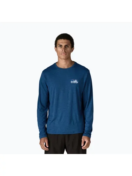 Tricou cu mânecă lungă Patagonia albastru