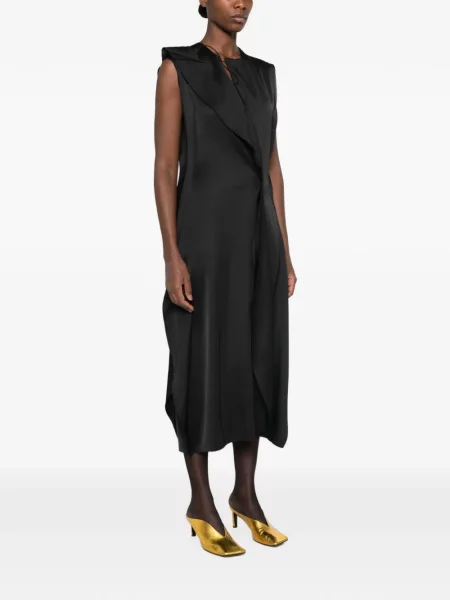 Rochie midi Litkovska fără mâneci drapată negru
