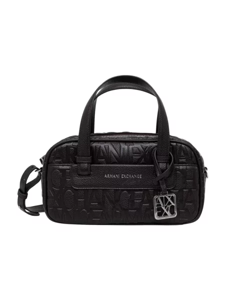Armani Exchange torebka bagietka z imitacji skóry czarna