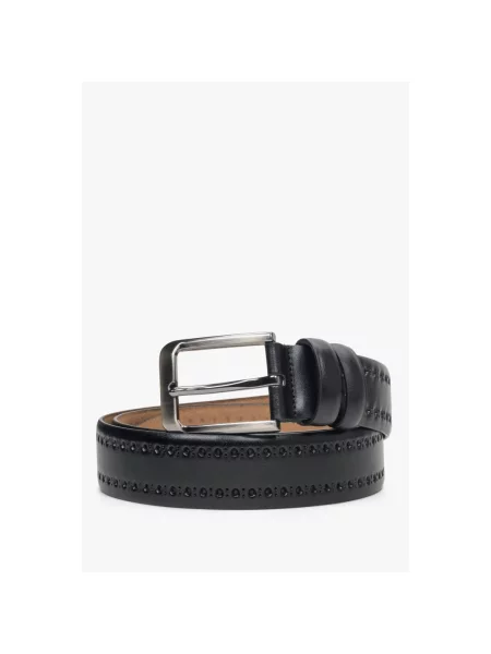 Кожаный ремень Estro с ремешками черный