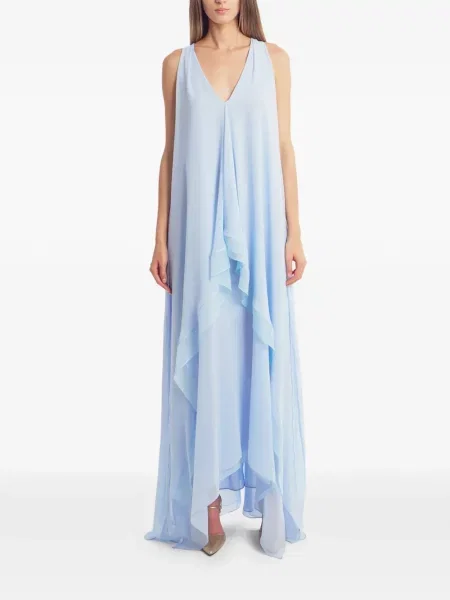 Rochie midi Irina Schrotter cu volane asimetrică albastru