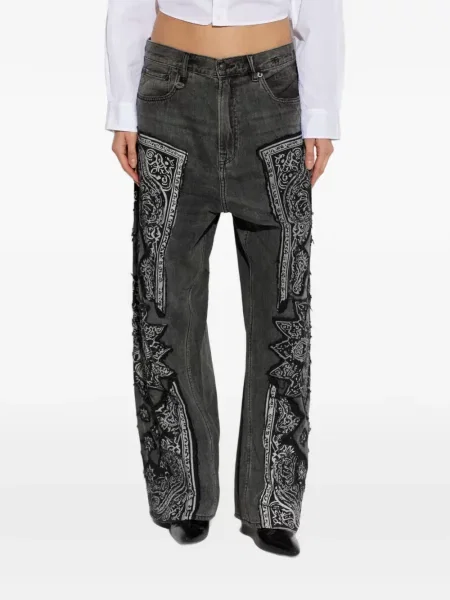 Дънки R13 с апликация сиво