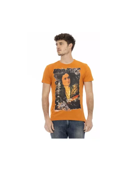 Krótka koszulka Trussardi casual pomarańczowa