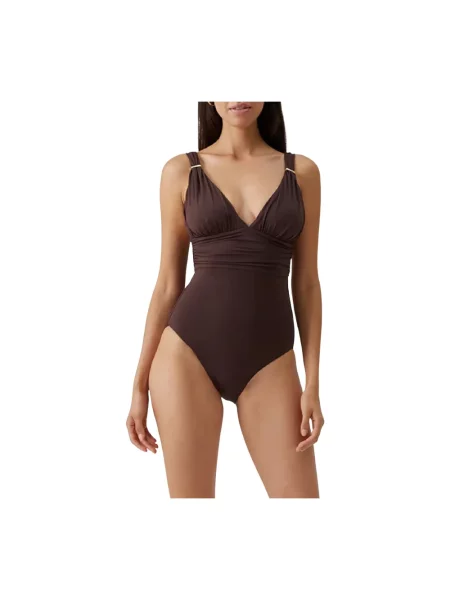 Stroj jednoczęściowy Melissa Odabash z falbankami brązowy