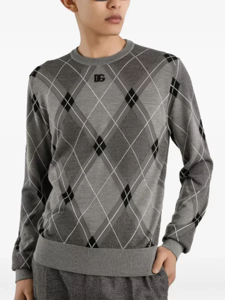 Pulover Dolce & Gabbana cu model argyle gri