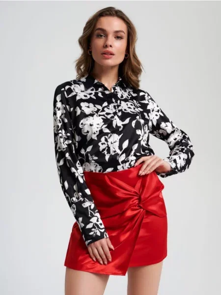 Спідниця міні з зав'язкою червоний