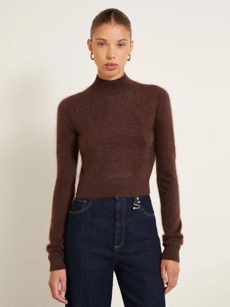 Sportmax Krátký Svetr Agio Z Kašmíru tmavě hnědá