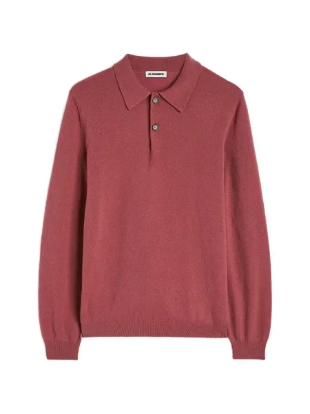 Lung tricou polo Jil Sander tricotate roșu