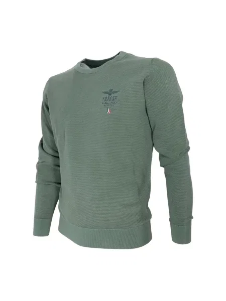 Sweter Aeronautica Militare z okrągłym dekoltem zielony