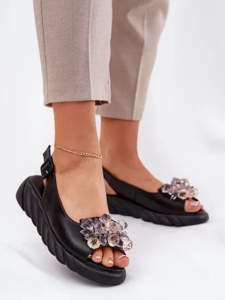 Kožené křišťálové sandály Artiker