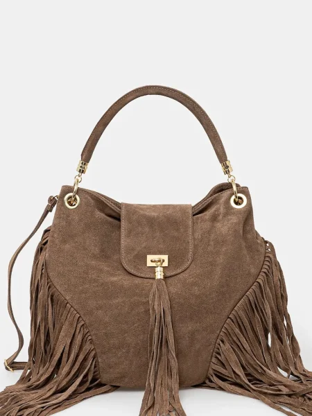 Answear Lab torebka zamszowa beżowy