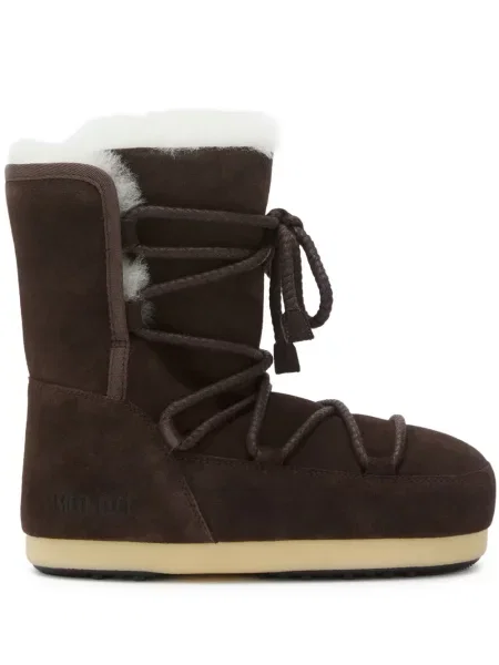 Botine Moon Boot cu șireturi din dantelă maro