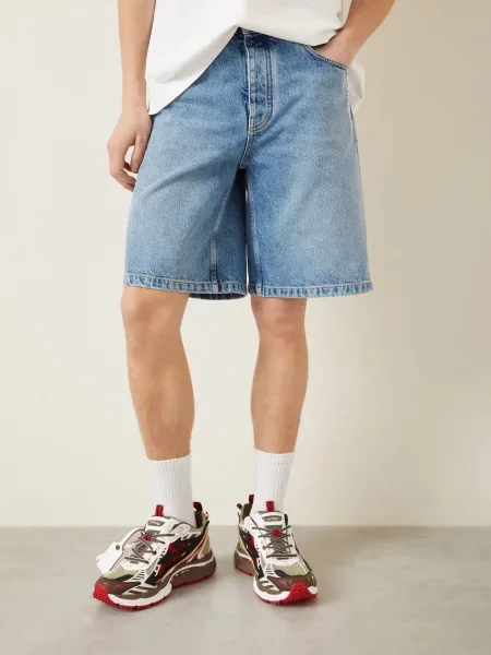 Off-White Džínové Šortky light medium blue bílé