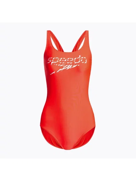 Дамски бански костюм Speedo Logo Deep U-Back от една част червен