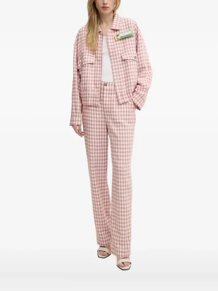 Kurtka jeansowa Moschino Jeans w kratkę czerwona