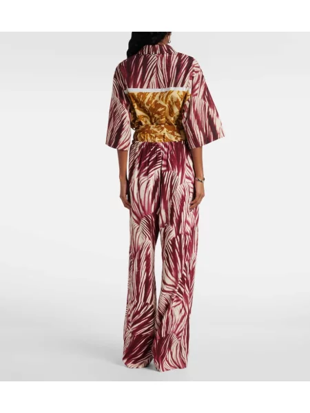Pantaloni Dries Van Noten cu imagine bordo