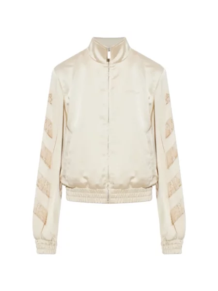 Geacă bomber Off-white din satin alb