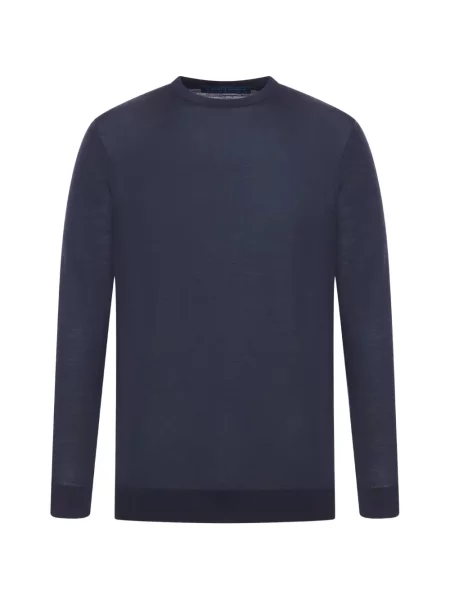 Sweter Kiton z okrągłym dekoltem niebieski