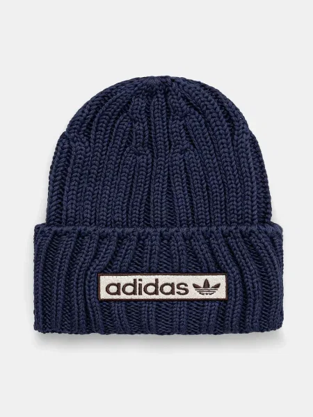 Шапка adidas Originals с фина плетка от тъмносиньо