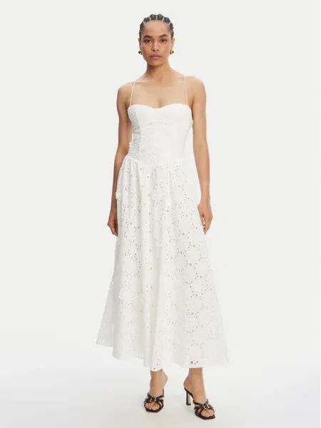 Bardot rochie din maxi evazati alb