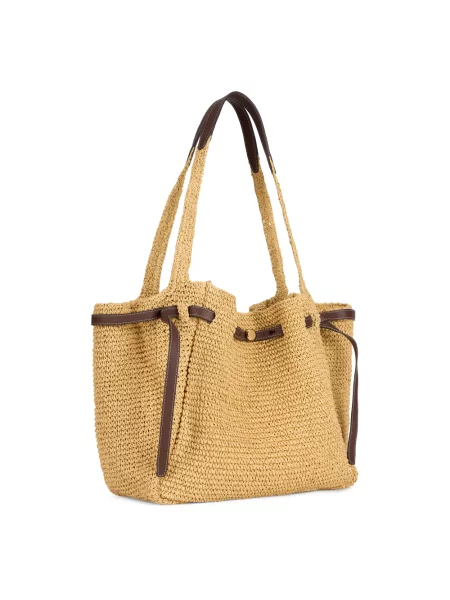 Shopperka Tory Burch pleciona beżowa