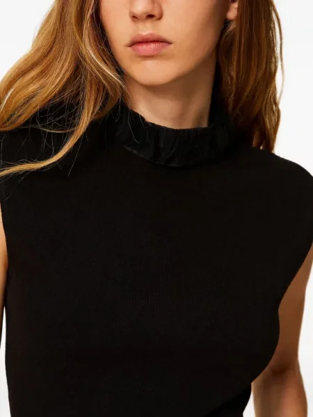 Top Twinset tricotate cu volane negru