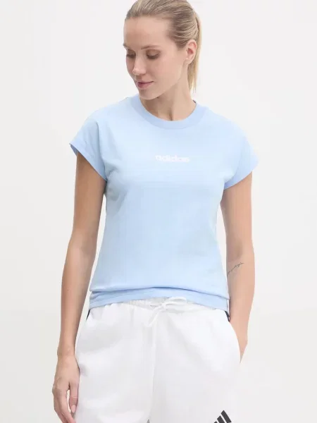 Koszulka adidas Essentials Linear krótki rękaw jasnoniebieska XS niebieska