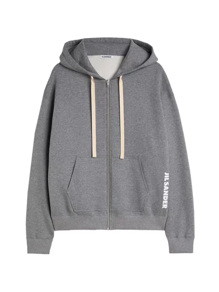 Hanorac cu glugă Jil Sander cu imagine gri