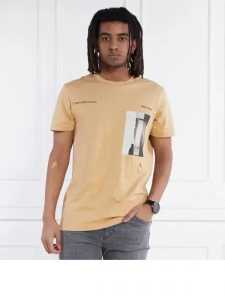 CALVIN KLEIN JEANS Póló | Comfort fit bézs