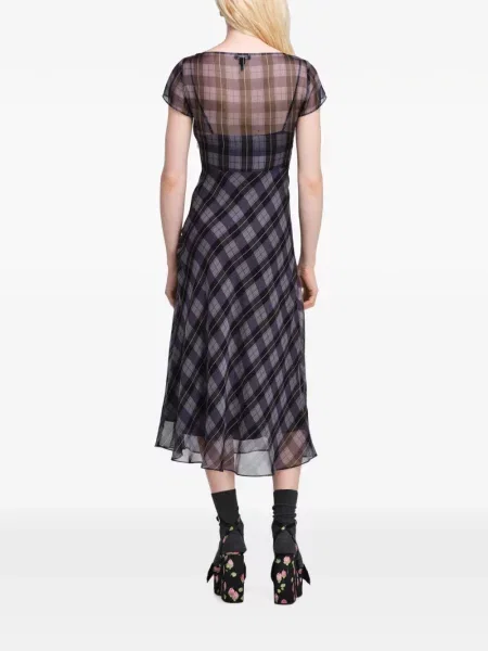 Rochie midi Marc Jacobs din șifon în carouri violet