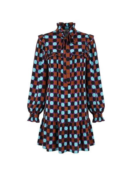 Rochie Valentino Garavani cu buline cu volane maro