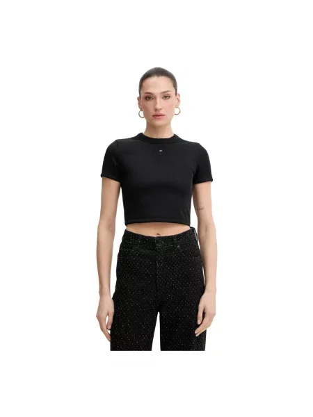 Krótka koszulka Armani Exchange z logo czarna