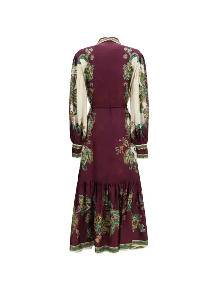 Rochie tip cămașă Alemais de mătase cu model floral violet