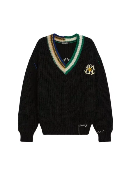 Sweter z dekoltem w serek Barrow czarny