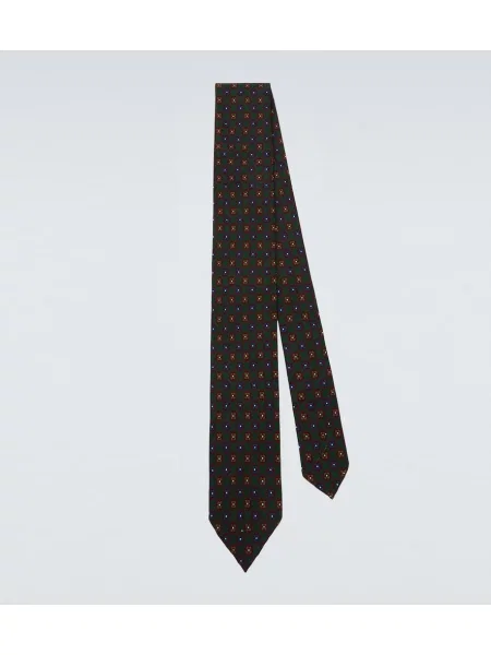 Cravată Rubinacci de mătase cu model floral verde