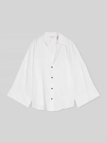 Bluzka o kroju oversized z mieszanki lnu i Tom Tailor biała