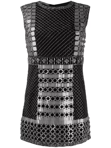Rochie mini Alberta Ferretti cu mărgele negru