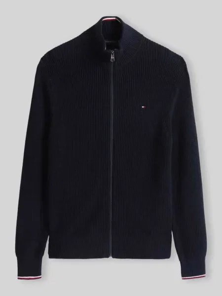 Kardigan rozpinany w kroju regular fit z czystej bawełny Tommy Hilfiger granatowy