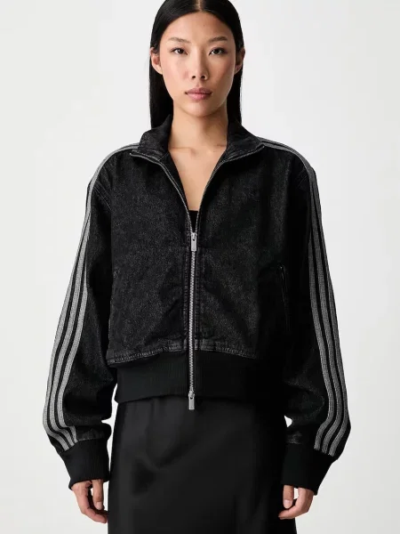 Adidas Originals geacă de tranziție pentru femei din denim Firebird negru