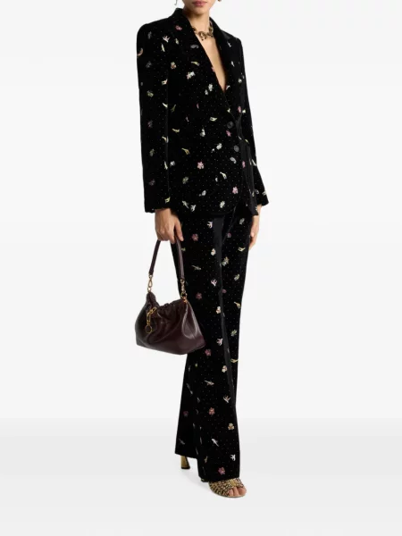 Pantaloni Etro de catifea cu model floral negru