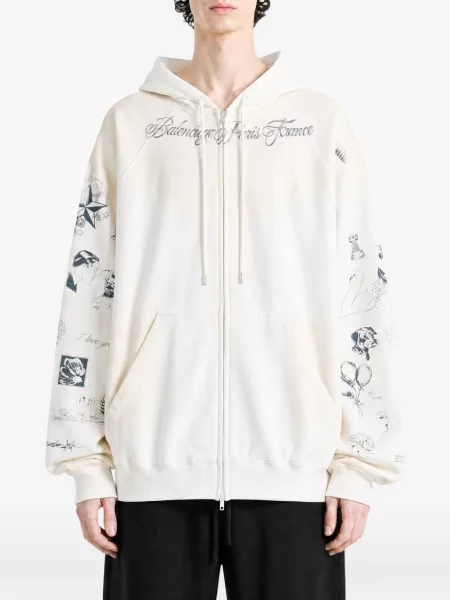 Hanorac cu glugă Balenciaga cu imagine alb